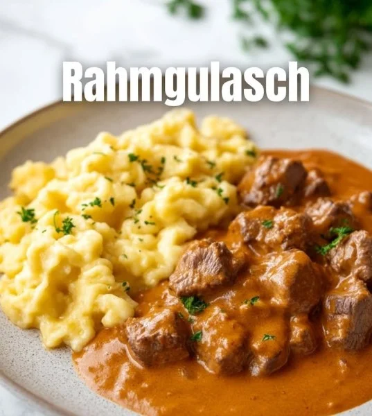 Delicious Frame Goulash dish served in a bowl with fresh herbs
