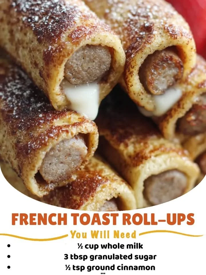 Delicious French Toast Roll-Ups served with syrup and berries