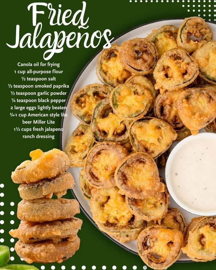 Plate of crispy Fried Jalapeños served with ranch dipping sauce