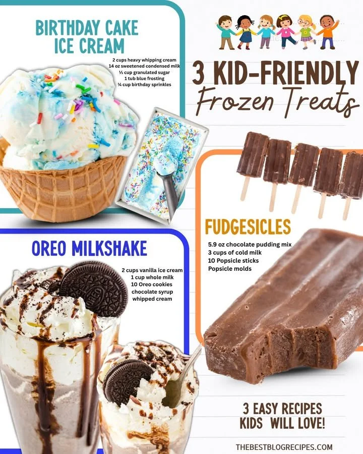 A variety of colorful frozen treats like popsicles and ice cream on a summer day.