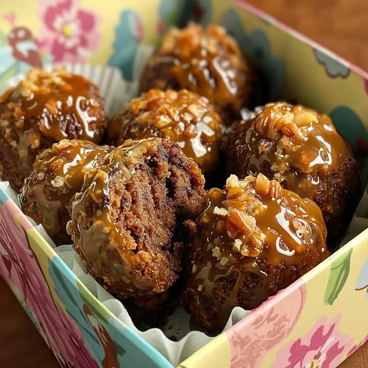 Delicious German Chocolate Pound Cake Bites with rich chocolate flavor