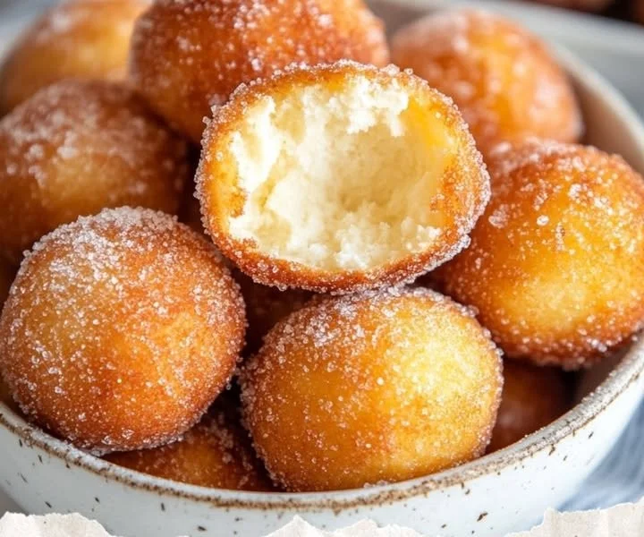 Plate of German curd balls served with dipping sauce