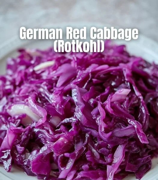 A vibrant dish of German red cabbage served in a traditional bowl