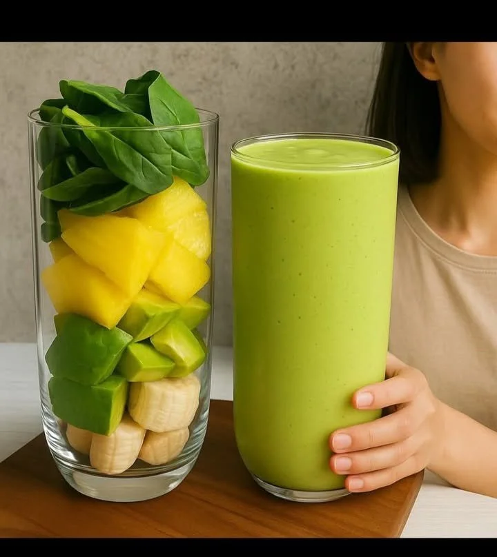 Green Power Smoothie loaded with spinach, banana, and healthy ingredients