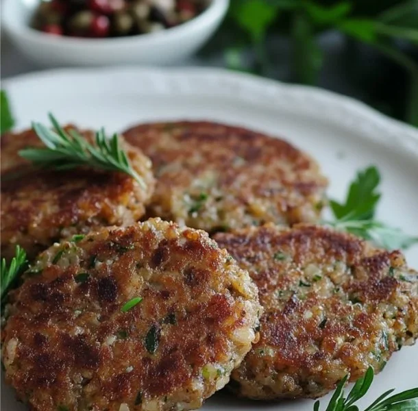 Healthy green spelt patties served on a plate