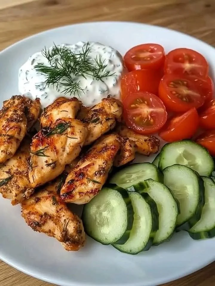 Delicious grilled herb chicken served with fresh sides on a plate.