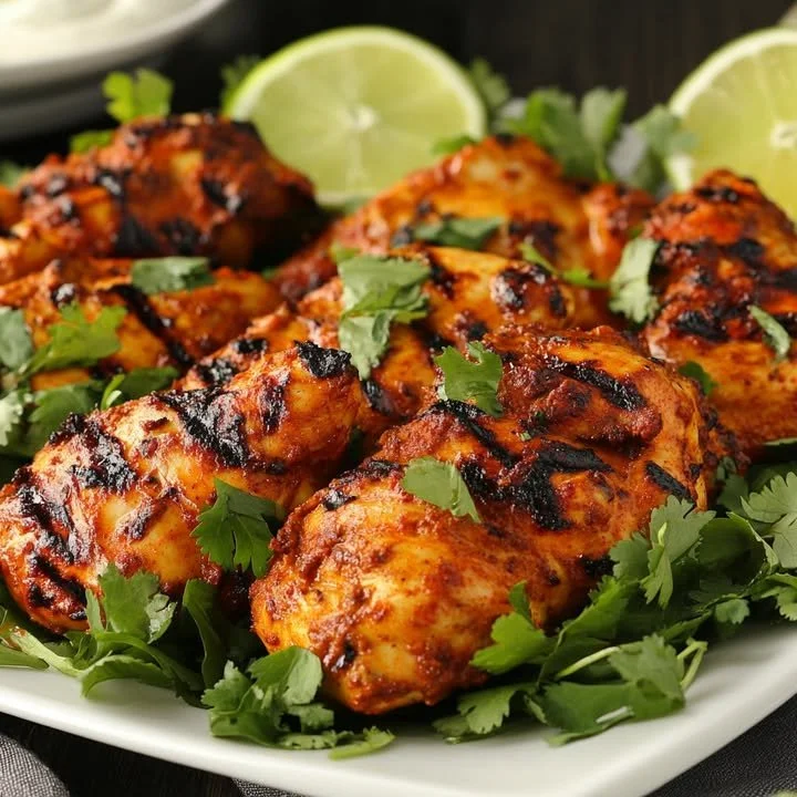 Delicious grilled tandoori chicken served with spicy dipping sauce