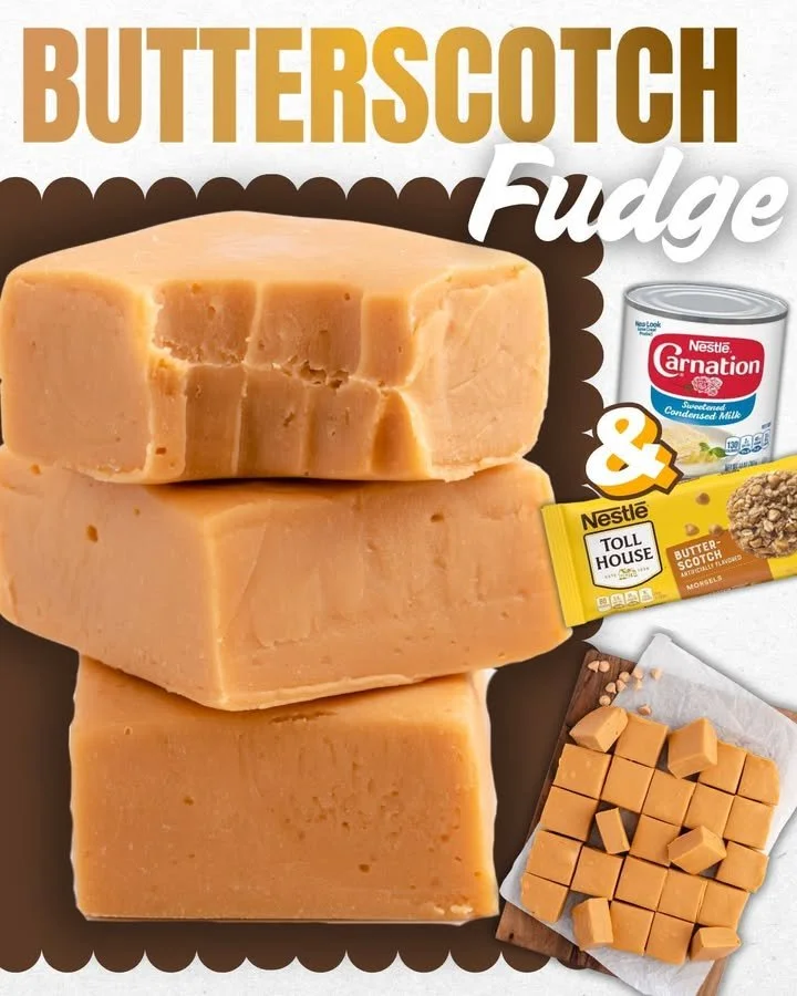 Delicious homemade butterscotch fudge on a white plate