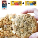 Homemade chocolate chip oatmeal cookies fresh from the oven