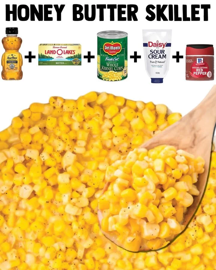 Delicious honey butter skillet corn served in a cast iron skillet