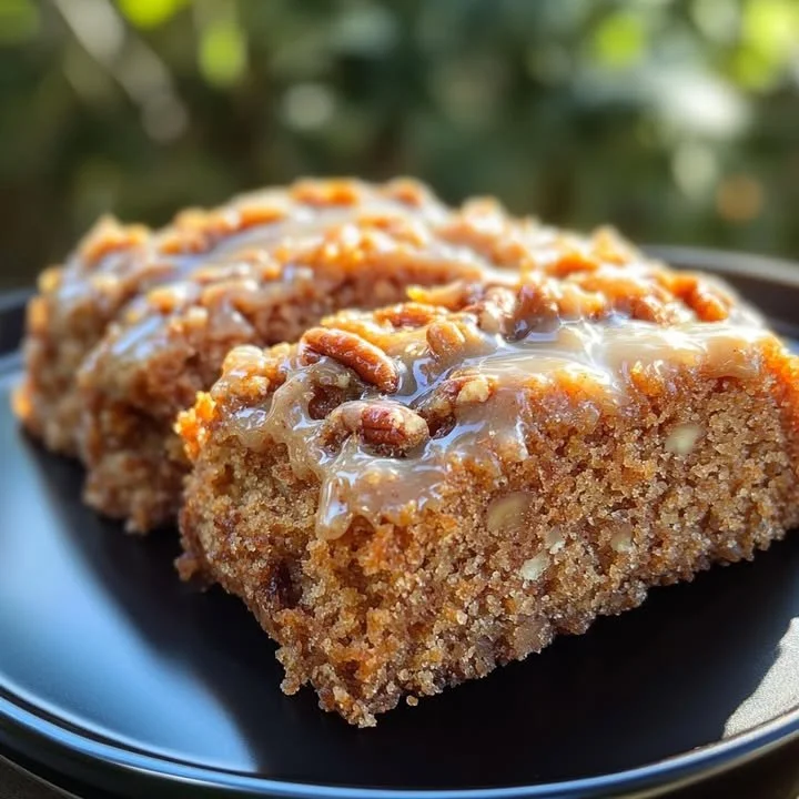 Delicious Honeybun Carrot Cake Bars topped with sweet glaze