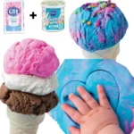 Colorful ice cream play-dough in fun shapes and vibrant colors.