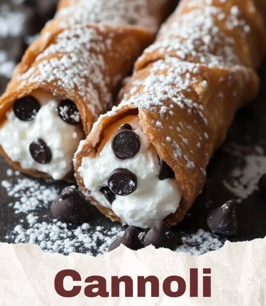 Delicious Italian cannoli filled with sweet ricotta cream