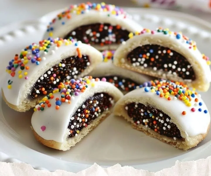 Italian Christmas cookie Cuccidati filled with nuts and fruits