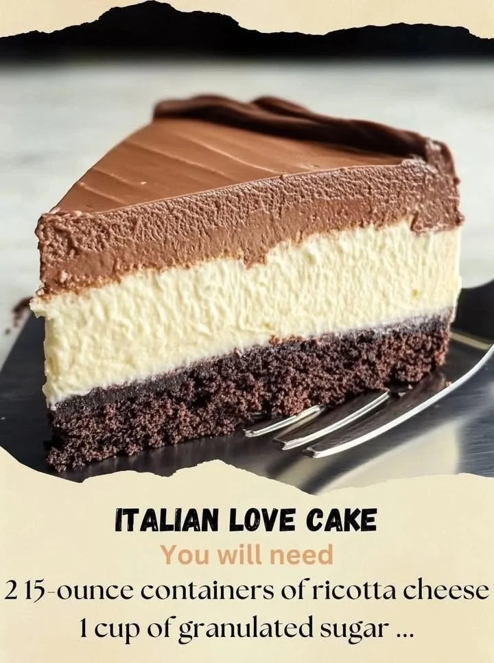 Delicious slice of Italian Love Cake on a plate garnished with berries
