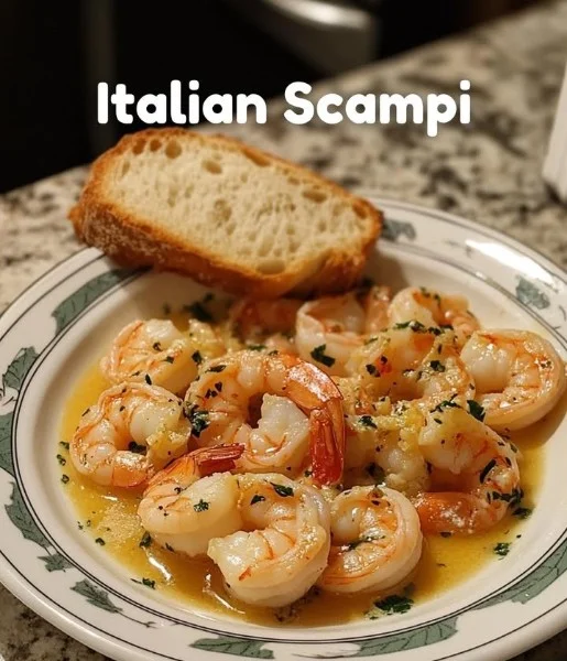 Delicious Italian Scampi served with pasta and herbs in a vibrant presentation.