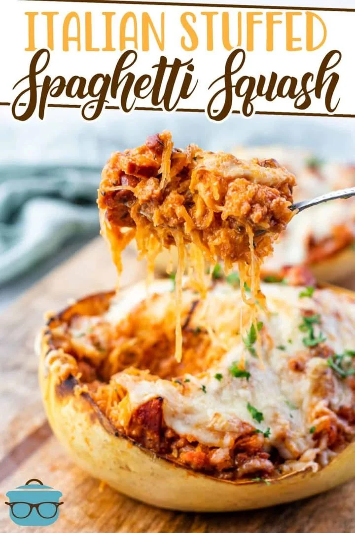 Italian stuffed spaghetti squash filled with savory ingredients