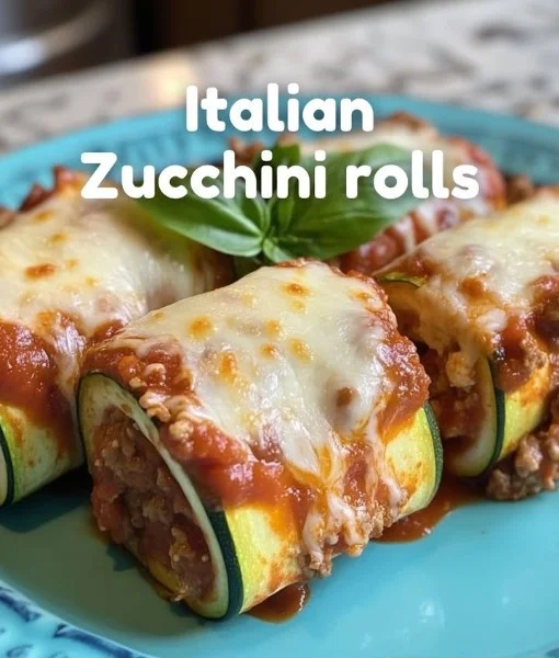 Italian zucchini rolls filled with cheese and herbs, served on a plate.