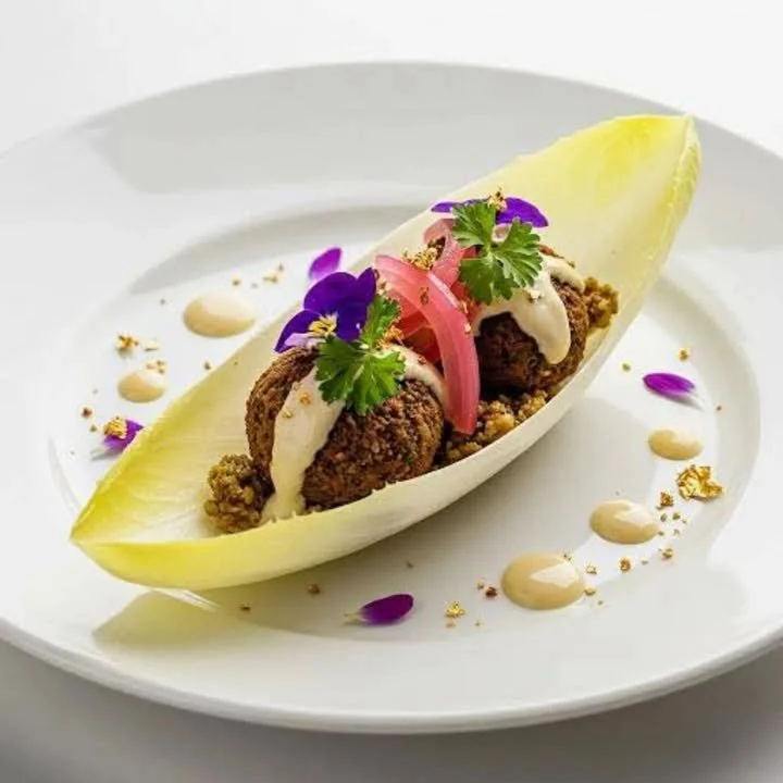 Plate of Lebanese falafel bites with za’atar olive oil drizzle