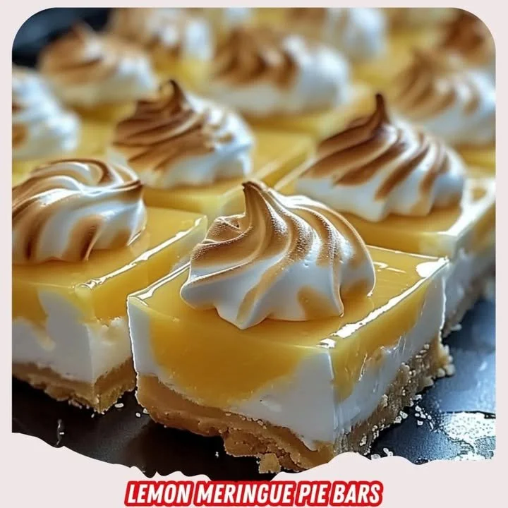Delicious lemon meringue pie bars topped with fluffy meringue