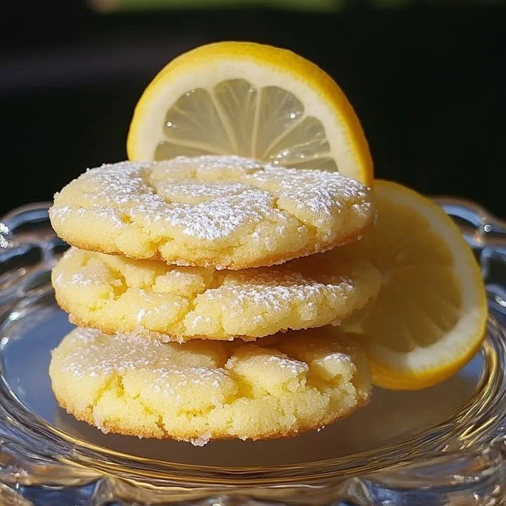 Lemon Pound Cake Cookies on a plate with fresh lemon slices