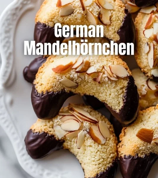 Mandel Croissant with almond filling on a wooden surface