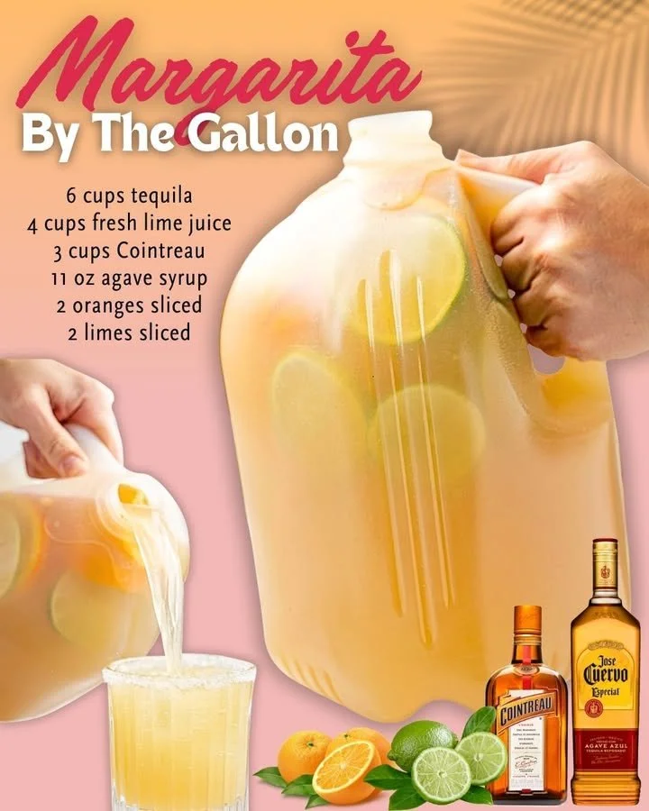 A refreshing pitcher of margaritas by the gallon, perfect for parties and gatherings.