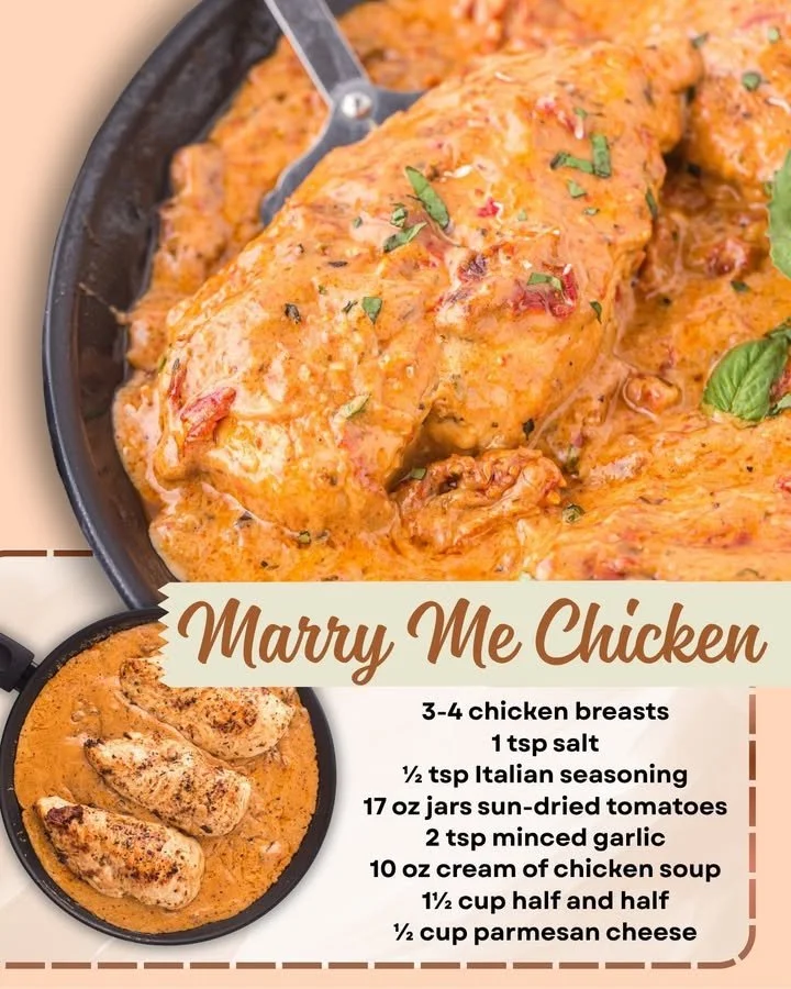 Delicious plate of Marry Me Chicken garnished with herbs.
