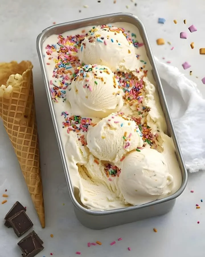 Mary Berry's delicious homemade condensed milk ice cream in a bowl