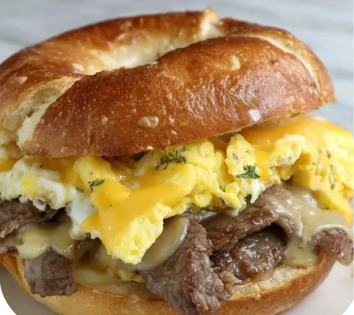 Homemade McDonald's Steak Egg & Cheese sandwich on a plate