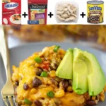 Delicious homemade Mexican Casserole with layers of cheese, beans, and spices.