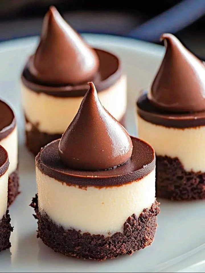 Mini chocolate cheesecake bites on a plate, perfect dessert treat