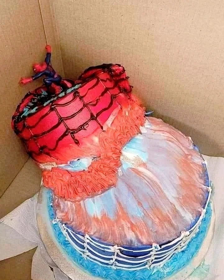 Spider-Man cake featuring vibrant colors and heroic design