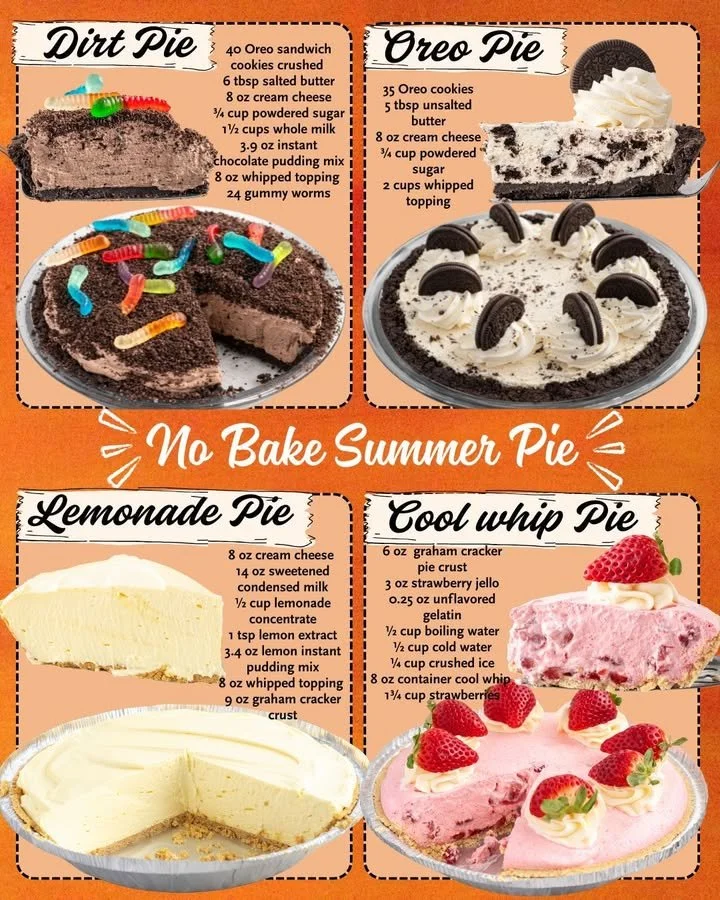 Delicious no bake pie with fresh summer fruits and creamy filling