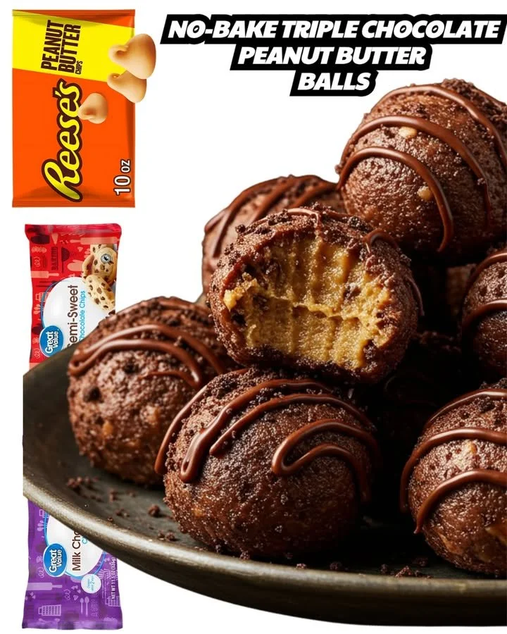 Delicious no-bake triple chocolate peanut butter balls recipe