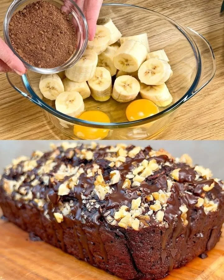 Delicious Oatmeal Banana Cocoa Dessert topped with banana slices and cocoa powder