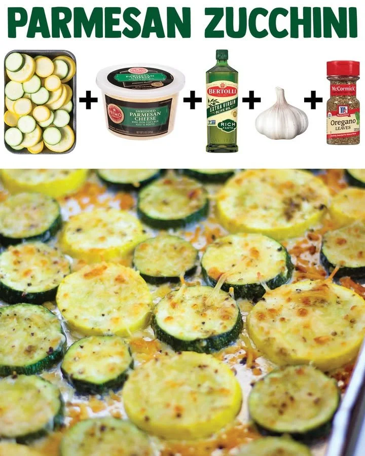 Oven-baked Parmesan Zucchini slices garnished with herbs
