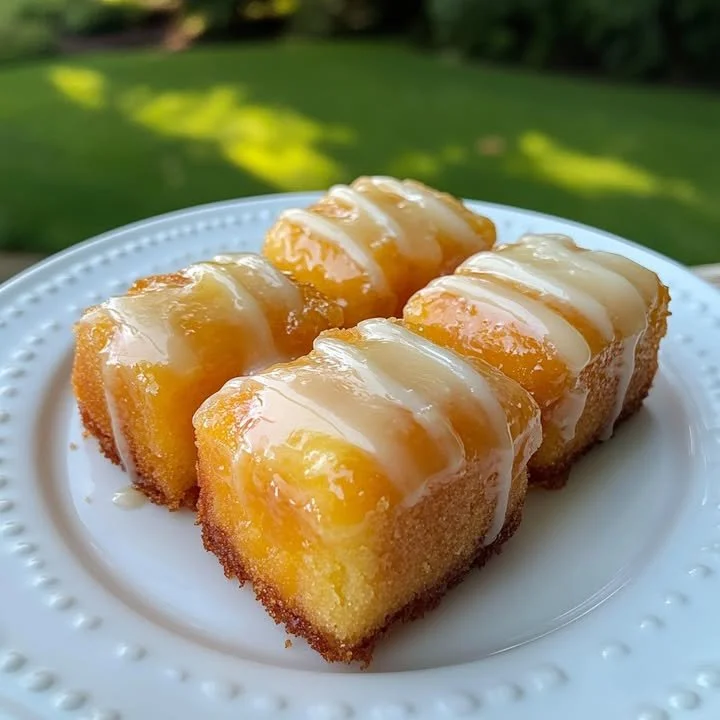 Delicious Peach Cobbler Pound Cake Twinkies with fresh peaches and cobbler topping