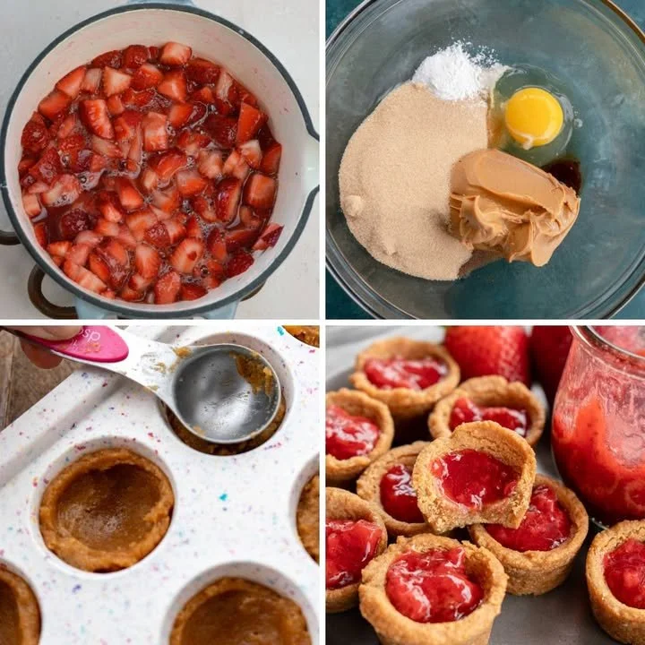 Delicious Peanut Butter Jelly Cookies on a plate, perfect for dessert.