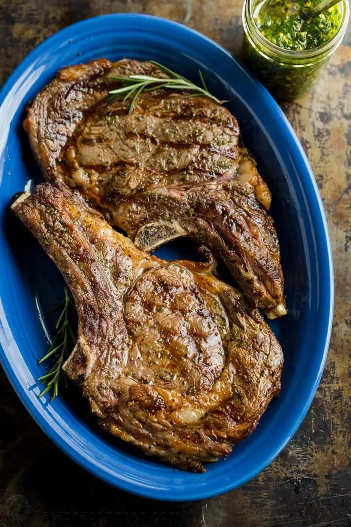 Juicy grilled steak served on a plate with sides