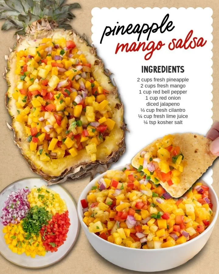 Delicious Pineapple Mango Salsa served in a bowl