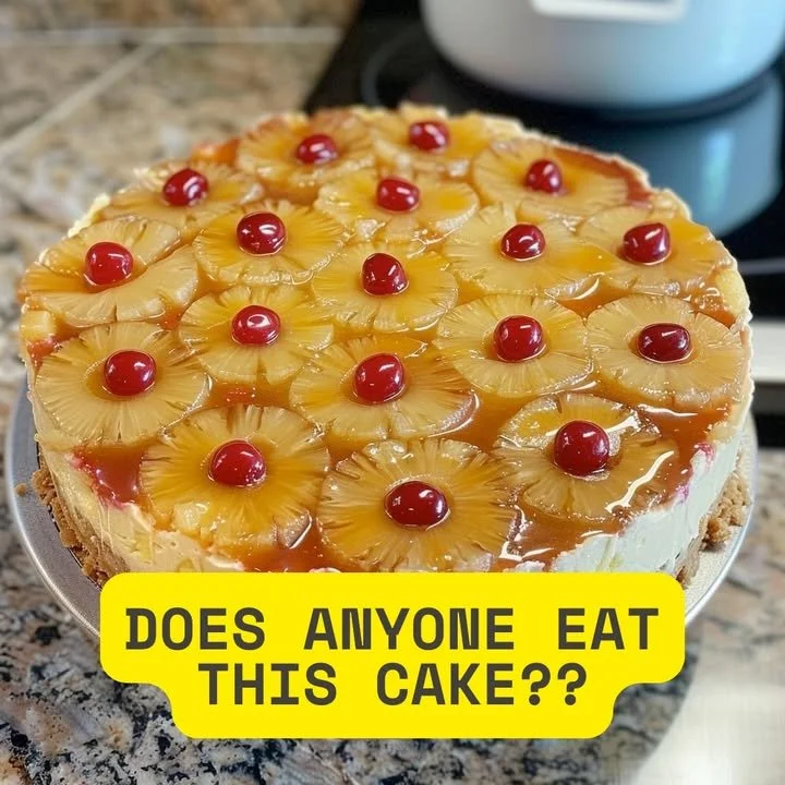 Delicious Pineapple Upside-Down Cheesecake with caramelized pineapple topping