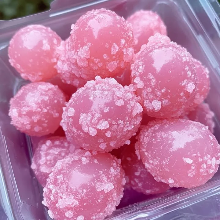 Pink Starburst Candied Grapes dessert recipe featuring sweet, colorful grapes