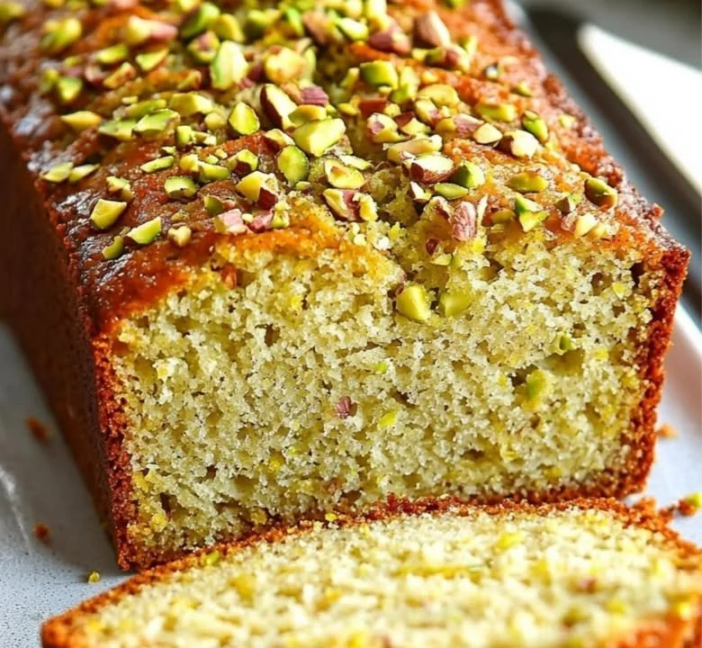 Pistachio Lemon Breakfast Bread ready to enjoy with fresh ingredients