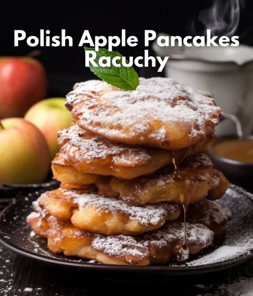 Delicious Polish apple pancakes with fresh apples and a dusting of powdered sugar