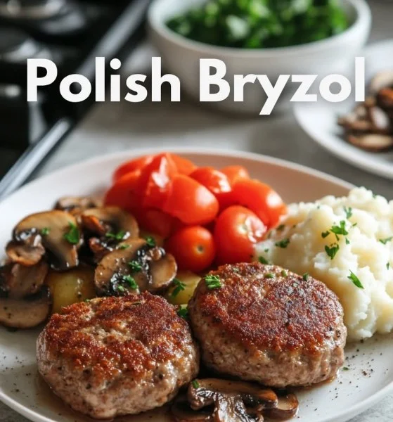 Plate of traditional Polish Bryzol with garnishes, showcasing its rich flavors.