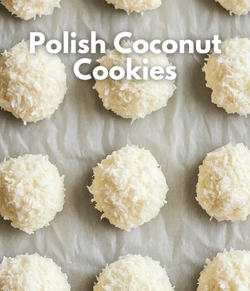 Polish Coconut Cookies with a crunchy exterior and chewy coconut center.
