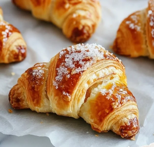 Freshly baked Polish croissants showcasing their flaky layers and golden crust