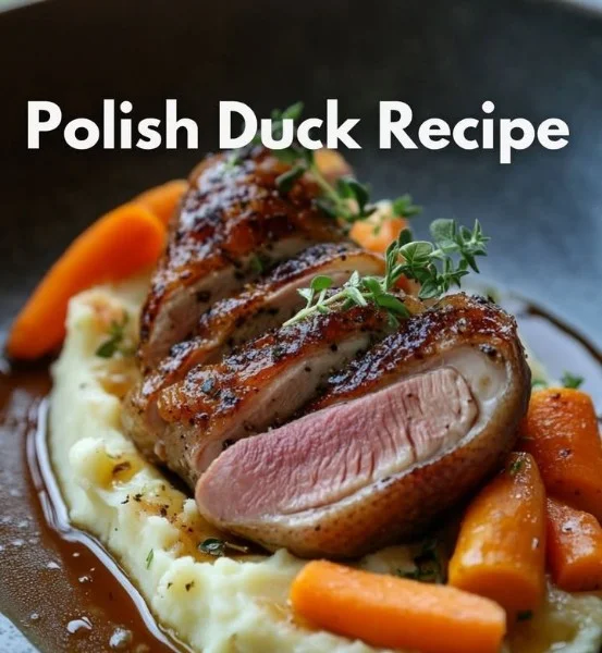 Traditional Polish recipe for kaczka with rich flavors and spices.