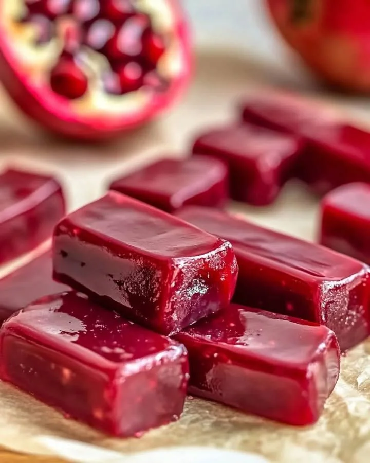Delicious pomegranate caramels with a rich, sweet flavor and soft texture